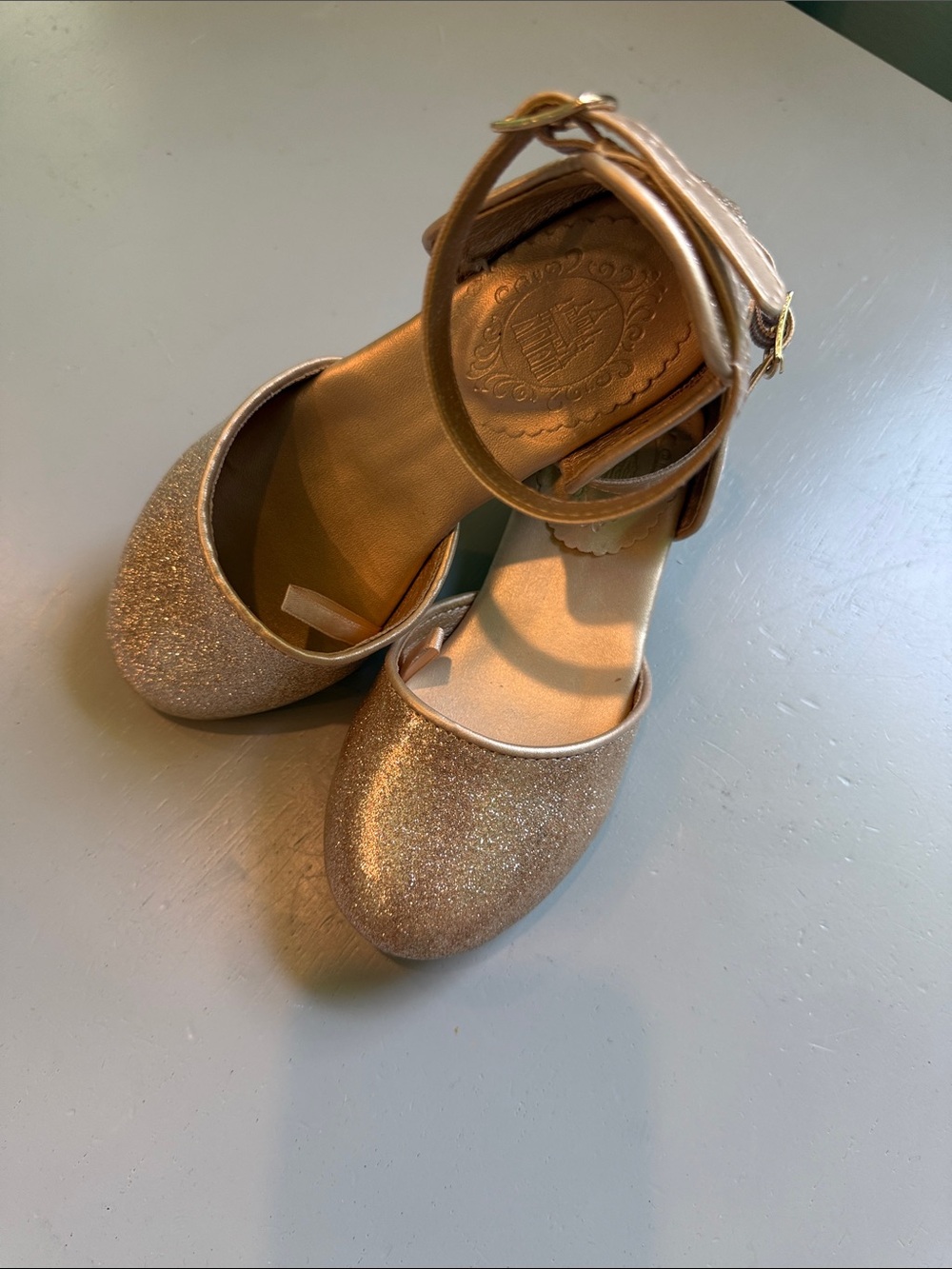 Disney Girls Sparkle Ankle-Strap Dress Shoe - Gold